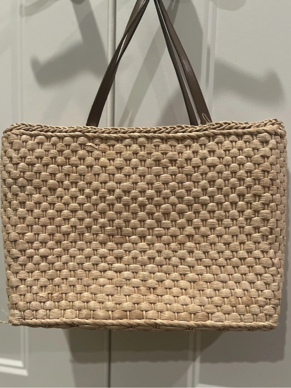 Vintage Capelli of New York straw StripedLined Handbag Interior - Brown & Cream - Picture 3 of 5